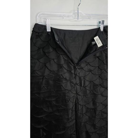 Rickie Freeman Teri Jon Black Silk Scalloped Knee Length Women's Skirt Size 6 - Picture 9 of 12